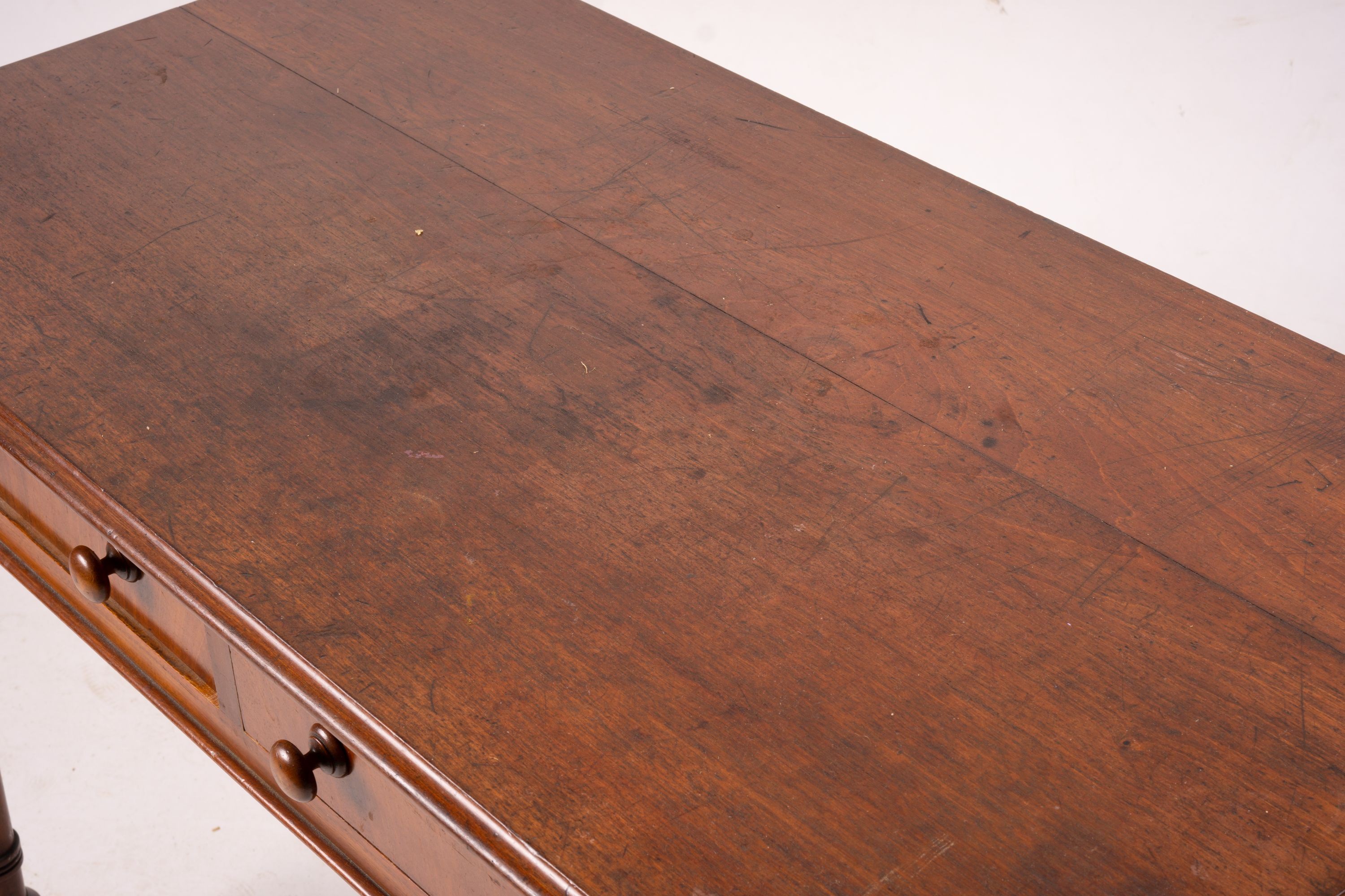 A Victorian mahogany two drawer side table, width 106cm, depth 52cm, height 73cm